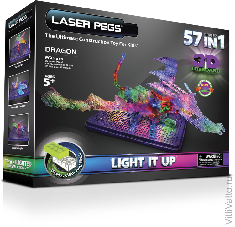 Набор "Дракон" с 3D панелью, Laser Pegs