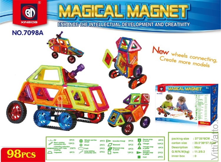 Магнитный конструктор Magical Magnet из 98 деталей в наборе