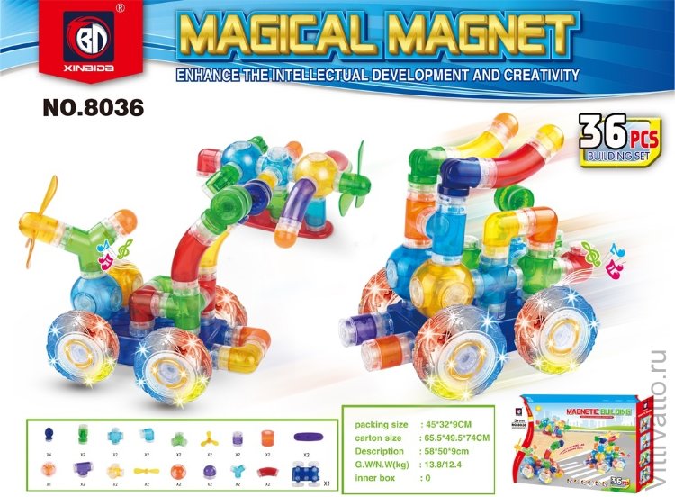 Набор магнитного конструктора Magical Magnet, 36 деталей